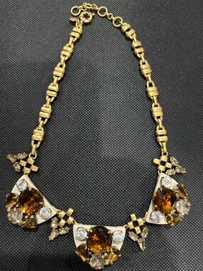 J.Crew Gold-Tone Necklace with Amber and Clear Crystals - Women Jewelry